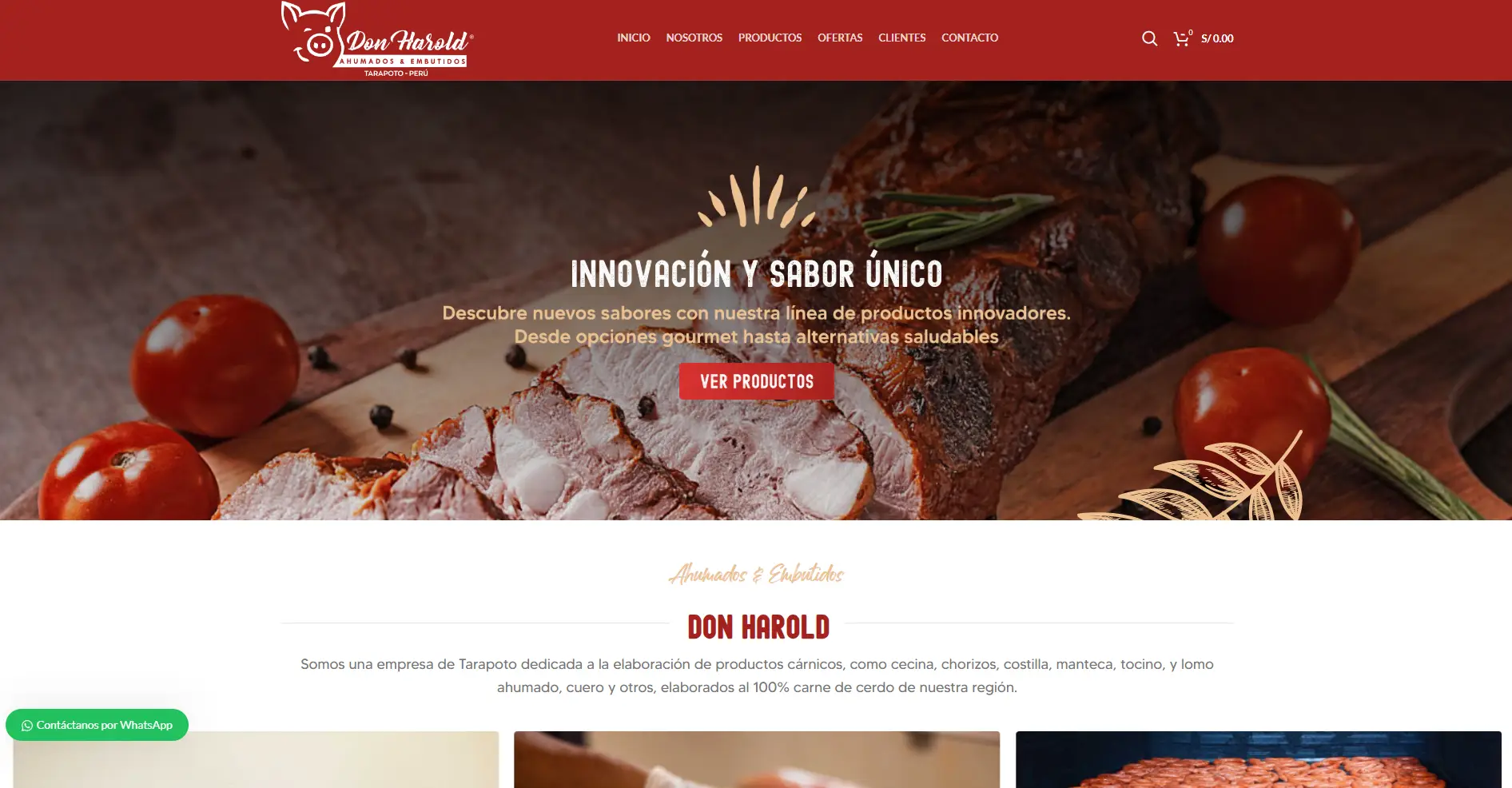 Página web para Productos cárnicos