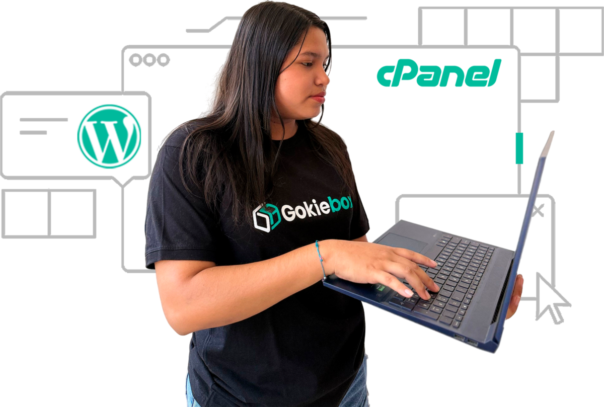 Nicol, experta en hosting de Gokiebox, configurando planes de Alojamiento Web cPanel.