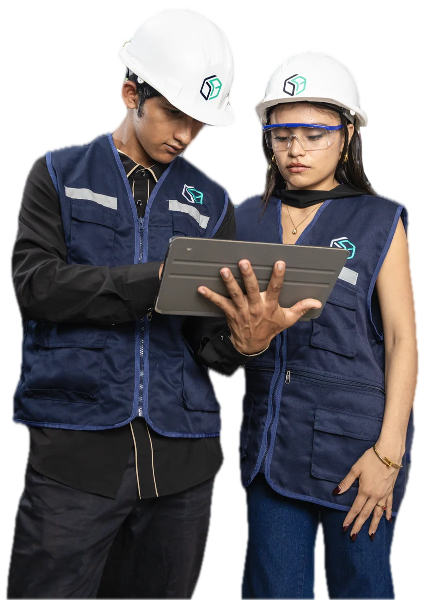 Técnicos de soporte de Gokiebox revisando una tablet