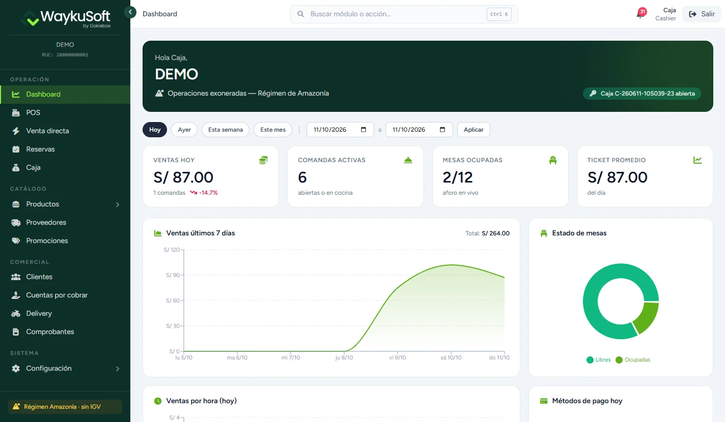 WaykuSoft, software POS para restaurantes