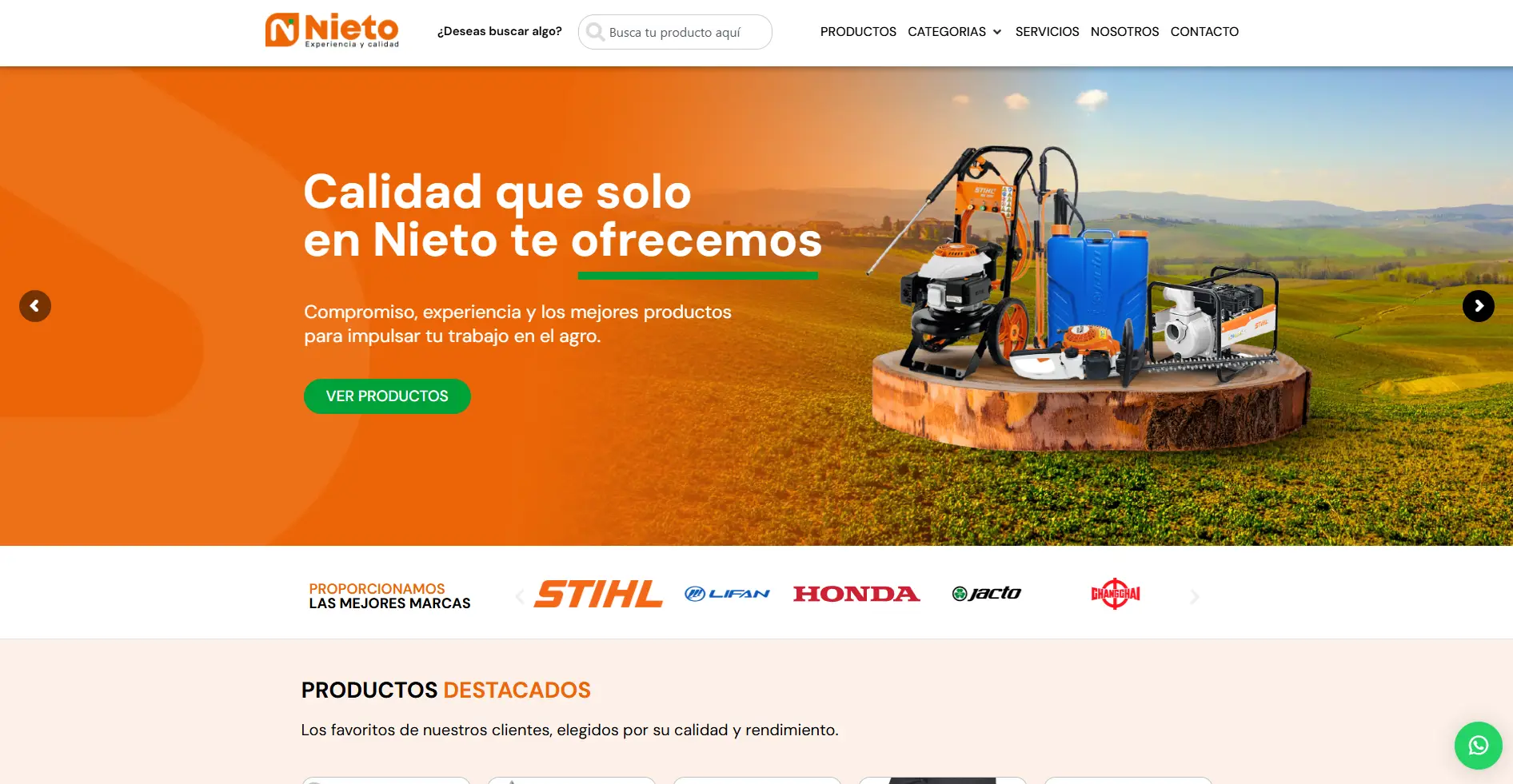 Páginas web para Productos agrícolas