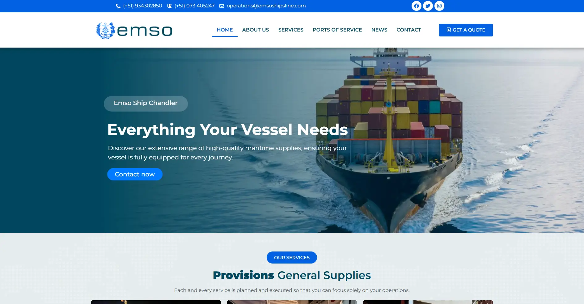 Páginas web para Proveedor marítimo
